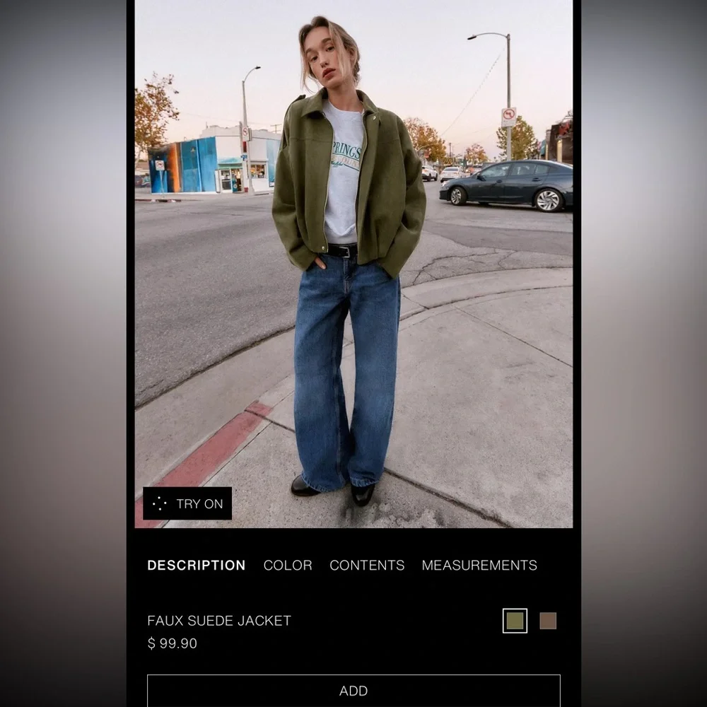 Zara SUEDE EFFECT BOMBER JACKET - Picture 3 of 3